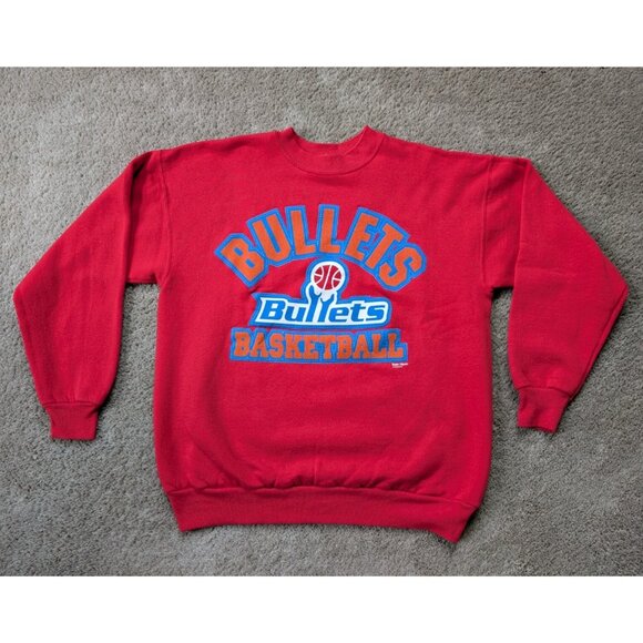 Vintage Washington Bullets Sweatshirt Mens Large Red NBA 90s Long Sleeve - Picture 1 of 6